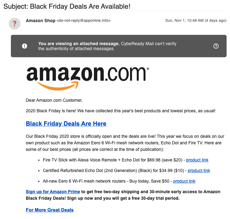Look for inconsistencies in the email - Clone Phishing
